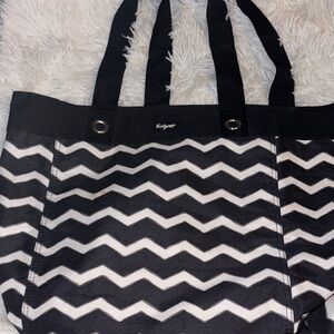 Thirty One Black and White Zigzag Tote